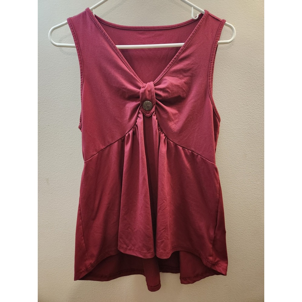 SHEIN Burgundy Y2K Style Sleeveless Babydoll Peplum Top V-Neck Button Detail XL